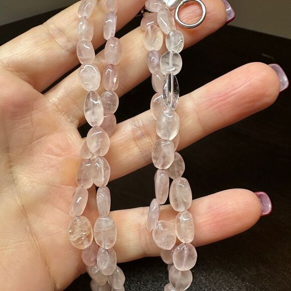 Rose quartz beaded, .925 toggle clasp with pearl necklace!! - Picture 5 of 8